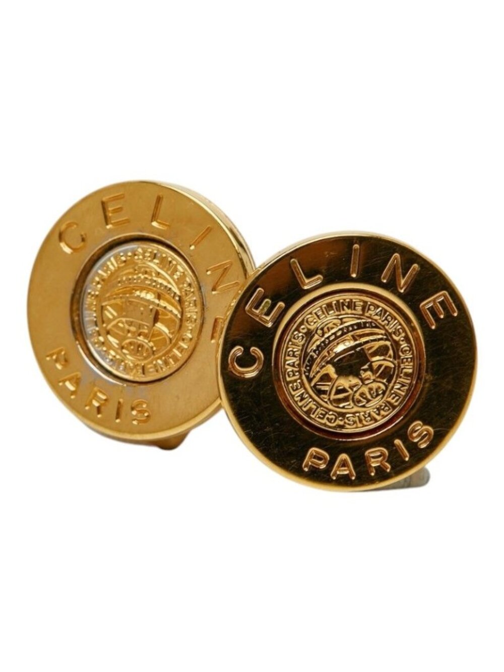 Celine Logo Earrings Gold Plated - Picture 1 of 6